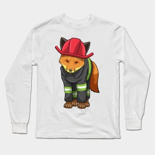 Fox as Firefighter with Helmet Long Sleeve T-Shirt